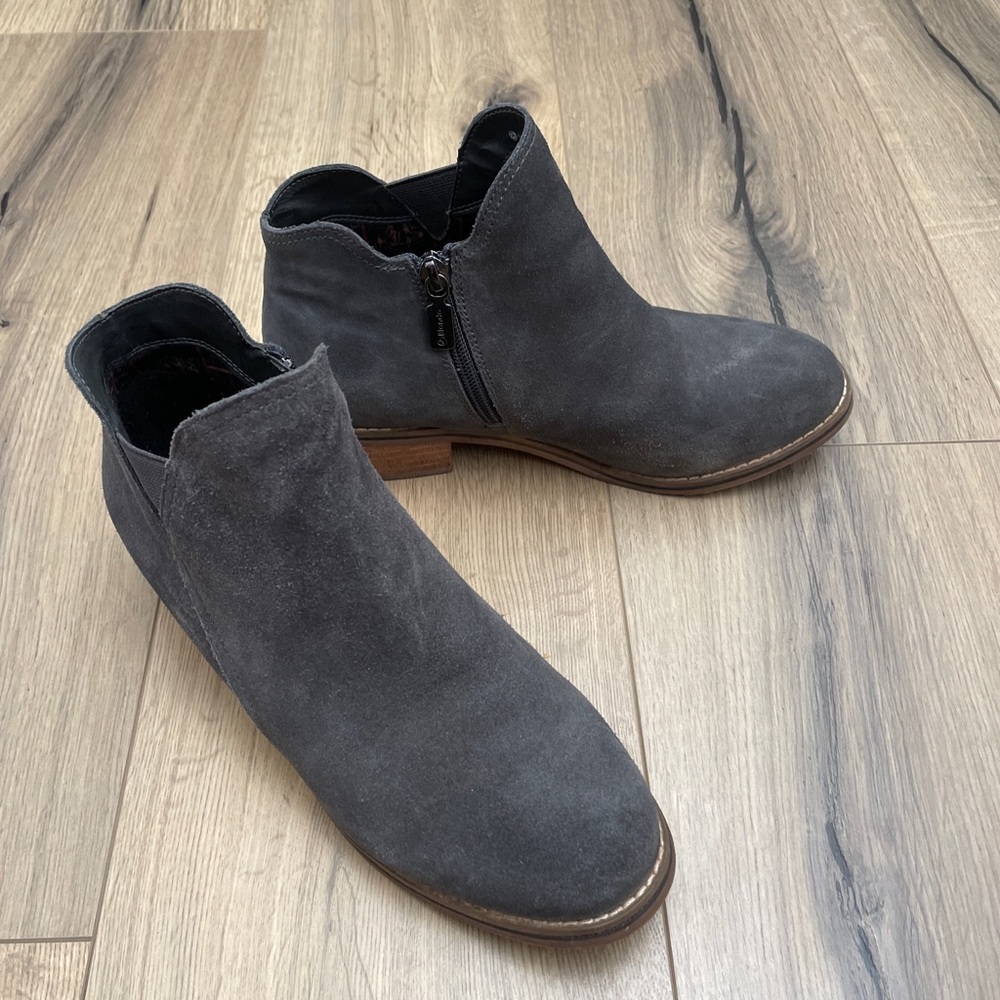 Blondo Womens 8.0Valli Gray B6241 635 Suede Waterproof Zip Ankle Booties